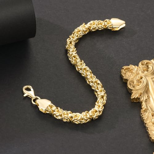 FEGER 14K Gold Byzantine Link Chain Bracelet for Women and Men Stackable Gold Bracelets Gift (6.5''-8.5'')4