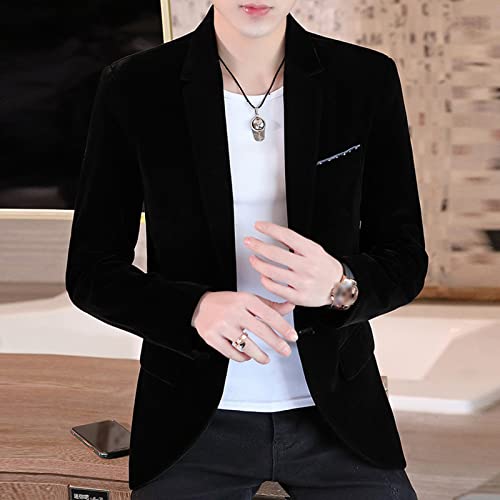 Men Vintage Velvet One Button Blazer Lightweight Solid Casual Sport Coat Single Breasted Slim Dinner Tuxedo Jacket3