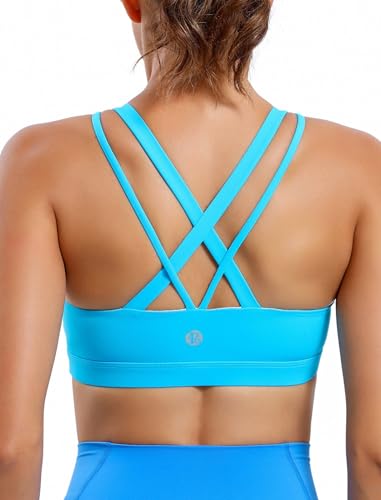 Image of RUNNING GIRL Sports Bras for Women,Padded Strappy Sports Bras Criss-Cross Back Medium Support Sports Bras with Removable Cups