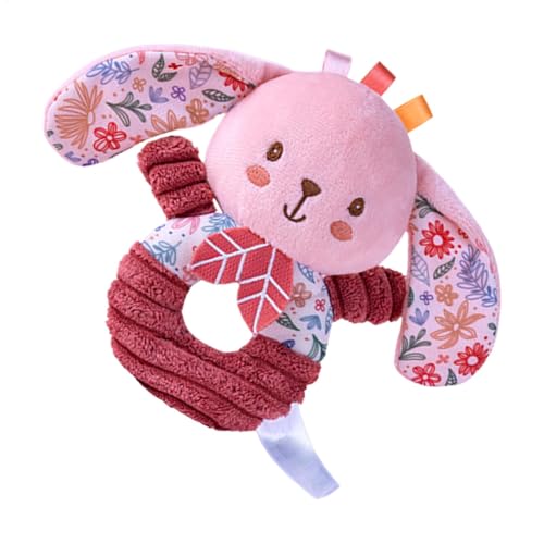 Gupcaqosjw ソフトガラガラ、ぬいぐるみガラガラ, かわいいウサギの象の動物のぬいぐるみガラガラ, 手ガラガラ、ピンクのぬいぐるみ、ソフトリングガラガラ感覚おもちゃ0-6ヶ月の赤ちゃん用