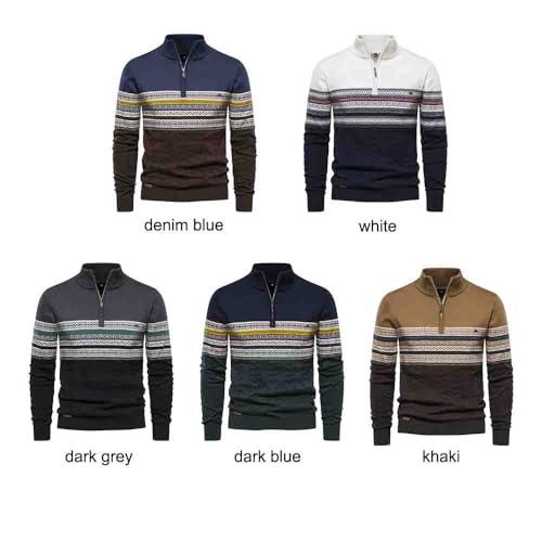 Autumn and Winter Stand up Collar Men's Sweater, Half Zipper Knitted Versatile Quarter Zip Pullover Men3