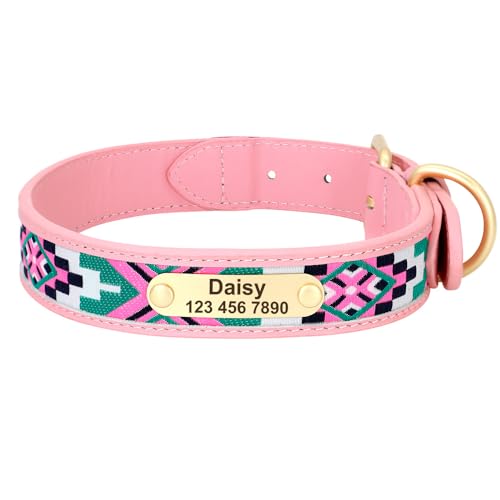 Colliers pour chiens avec étiquette d'identification gravée cuir - 5