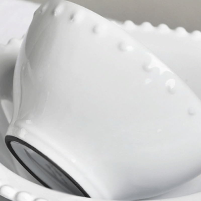 Single Person Use Ceramic Dinnerware Set Dessert Bowl Pearl Pointed Floating Relief Rice