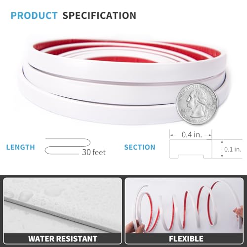 image for Art3d 30 Ft Peel and Stick Flexible Vinyl Molding Trim for Wall Tile E