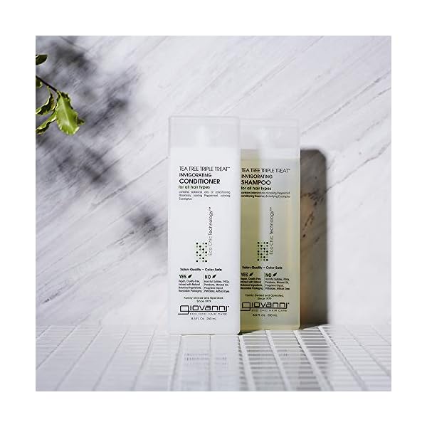 GIOVANNI-Tea-Tree-Triple-Treat-Invigorating-Shampoo-24-oz-Cooling-Peppermint-Conditioning-Rosemary-Clarifying-Eucalyptus-Helps-Alleviate-Dry-Flaking-Scalp-Sulfate-Free-No-Parabens-Pack-of-1 GIOVANNI Tea Tree Triple Treat Invigorating Shampoo - Cooling Peppermint, Eucalyptus & Rosemary, Helps Strengthen & Rejuvenate Hair & Scalp, Salon Quality, Paraben Free, Tea Tree Shampoo - 24 oz