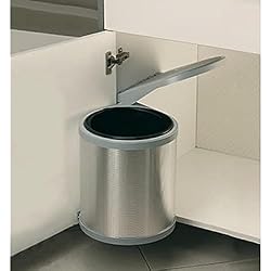 Destructor Basura Fregadero Elletipi Aro PPI607 / 1 Cubo de basura automático para debajo de la puerta del fregadero, Fijación lateral de la base, Plástico y acero, 27 x 27 x 32 cm, Acabado acero inoxidable