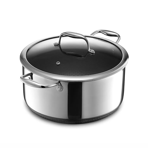 Comparison: Best 8 Qt Stock Pot 8 HexClad Hybrid Nonstick 8-Quart Stockpot with Tempered Glass Lid, Stay-Cool Handles, Dishwasher-Friendly, Oven-Safe Up to 900°F, Induction Ready, Compatible with All Cooktops