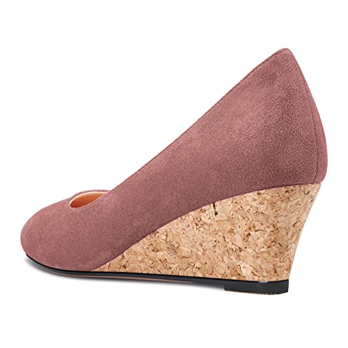 Saekcted Women Chunky Block Wedge Heel Close Square Toe Slip-on Pumps Classic Cute Dress Party 2.0 Inches Heels Shoes3