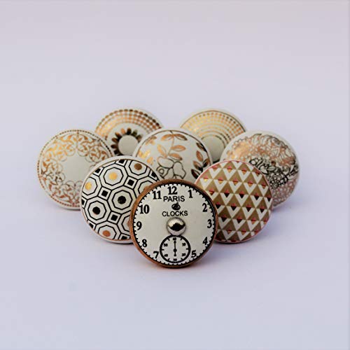 Image of Assorted Gold Mix Design Door Handle for Kitchen Cabinets Wardrobe - Set of 8 Knobs
