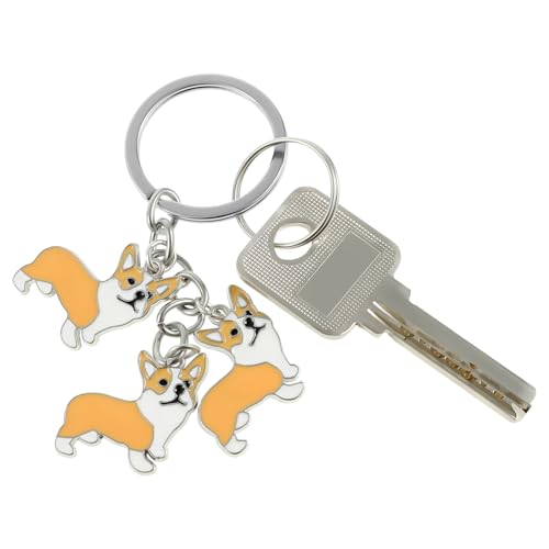 VOSAREA Ciondolo Cane Pendandog Portachiavi Corgi Carino Catena Chiave Auto Borsa Cucciolo Borsa Portafoglio Charm Ciondolo Zaino Accessori Gioielli per Animali (Giallo), giallo, 9 * 3.5cm