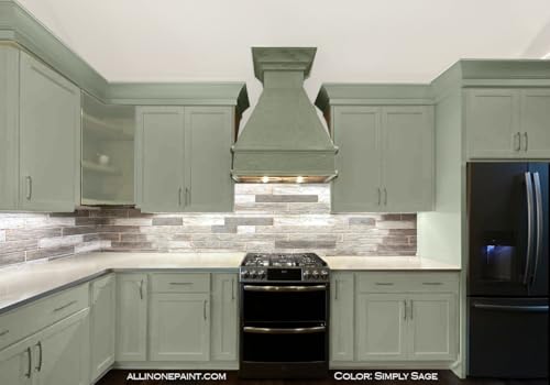 ALL-IN-ONE Paint, Simply Sage (gray green), Quart - Durable cabinet and furniture paint. Built in primer and top coat, no sanding needed. Includes our 30 featured color card.