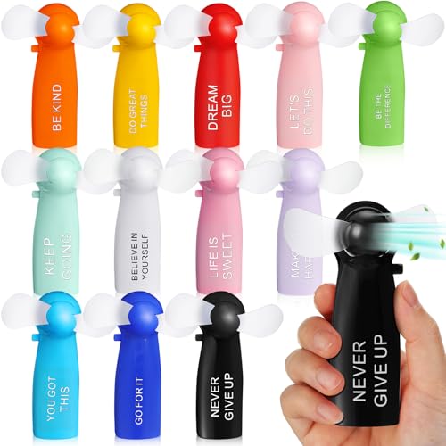 Tuanse 12 mini ventiladores de mano a granel, regalos inspiradores motivacionales, ventilador eléctrico portátil para festivales de verano, viajes, camping, regalos alentadores para empleados y