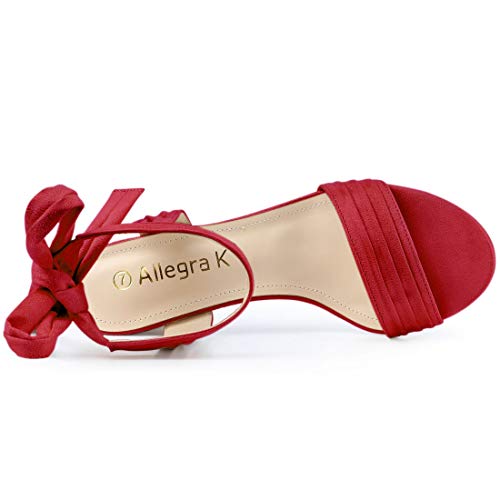 Allegra K Allegra K Women's Open Toe Ankle Tie Back Red Block Heels Sandals - 8 M US