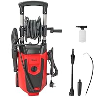 Outsunny 1800 W High Pressure Washer, 150 Bar Pressure, 420 L/h Flow, Portable Electric Power Washer Jet Wash Cleaner with Adjustable Nozzle, 6 M Hose and Hose Reel for Home Patio Car Driveway, Red