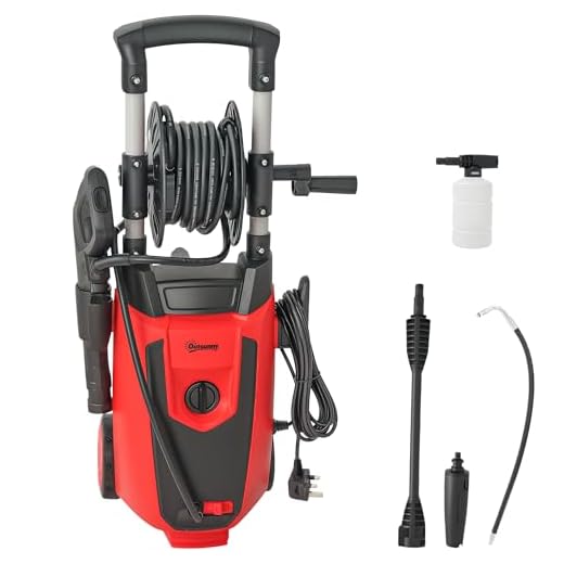 Outsunny 1800 W High Pressure Washer, 150 Bar Pressure, 420 L/h Flow, Portable Electric Power Washer Jet Wash Cleaner with Adjustable Nozzle, 6 M Hose and Hose Reel for Home Patio Car Driveway, Red