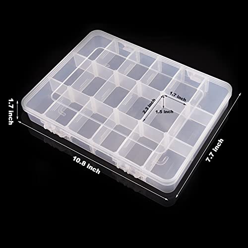 Image of Exptolii 18 Grids Plastic Organizer Box with Dividers, Clear Compartment Container Storage for Washi Tapes Beads Crafts Jewelry Fishing Tackles, Size10.8 x 7.7 x 1.7 in