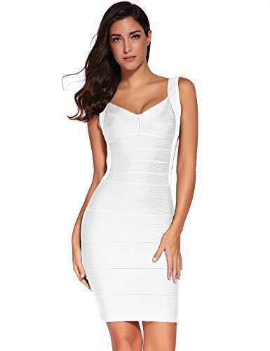 meilun Women's Backless Low-Cut Sling Bandage Cocktail Dress (Small, White)