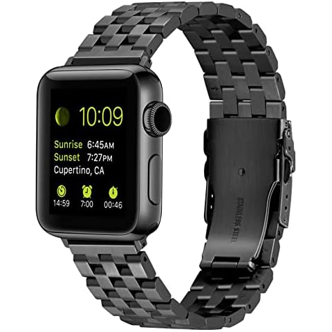 Kai Tian Stainless Steel Watch Strap Compatible for Apple Watch 38mm 40mm 41mm Watch Bands Compatible for iWatch Series 7 6 5 4 3 2 1 SE Men Women Black Cover