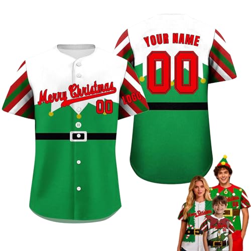 Generic - Maillot de baseball personnalisé de Noël pour hommes, femmes, jeunes enfants, chemise boutonnée personnalisée pour fête d'équipe et de famille, 9, S
