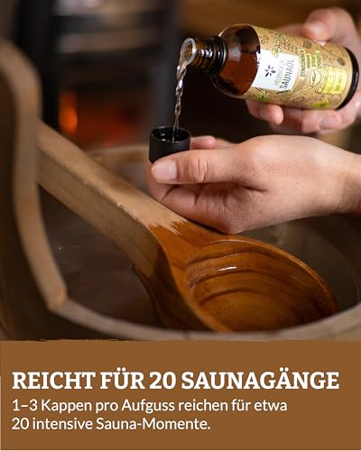 Heldengrün® BIO Saunaaufguss Wald “Berghütte” [100 % NATURREIN] Saunaöl mit Zedernholz, Tanne & Zirbe - Ruhiger Saunaaufguss für Liebhaber – Sauna Konzentrat für 20 Anwendungen