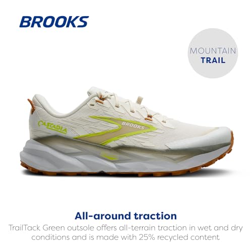 Brooks Men’s Cascadia 19 Mountain Trail Running Shoe - Coconut/Olive/Ginger - 15 Medium