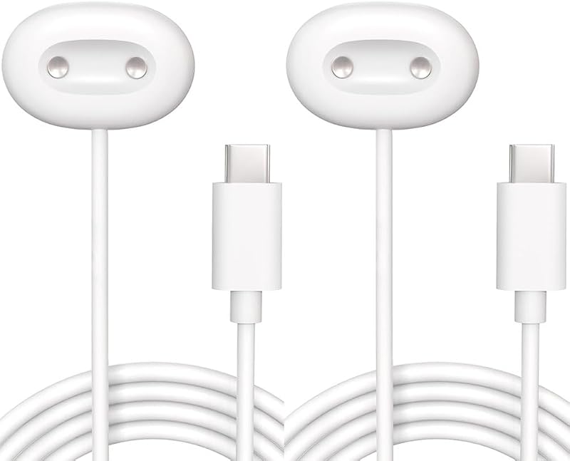 Paquete de 2 cables cargadores compatibles con Google Pixel Watch 4 | Cable de carga tipo C de repuesto de carga rápida para reloj inteligente Pixel Watch 4 de 41 mm y 45 mm, soporte de cargador magnético, 3,3 pies, blanco