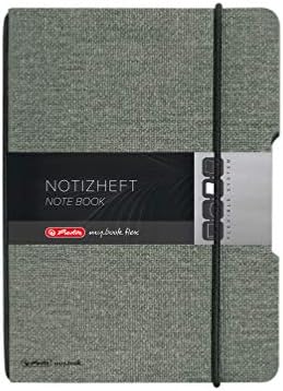 herlitz 50033706 notatnik flex len, A5, 40 kartek w kropki, FSC-Mix, kolor: szary, 1 sztuka