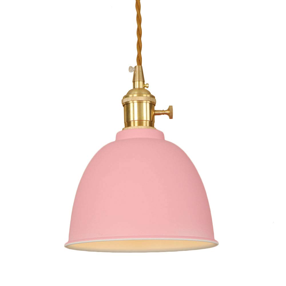 Lámpara LED nórdica E27 colgante con pantalla rosa resistente para decorar interiores