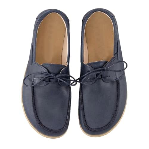 Amazon.com: GENT WITH Handmade Navy Blue Men's Boat Shoes, Leather ...