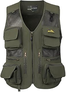 Btmpmcs Men's Casual Fishing Vest Outdoor Quick Dry Waistcoat Multi Pocket Vest Breathable Photography Gilet Camping Hunting Hiking Sleeveless Jacket Tops