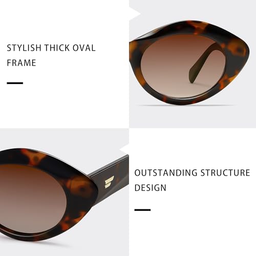 Image of VANLINKER Polarized Trendy Thick Oval Round Sunglasses for Women Retro Shades VL9825
