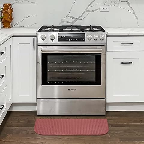 Chef Gear Anti Fatigue Kitchen Mat (17.5" x 32", Red Wedge) Half Circle Basketweave Design, Non-Slip Cushioned Comfort Chef Mat, Standing Desk Mat/Rug for Relief & Support Cover