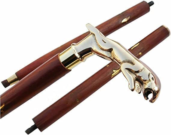 Antique Brass Walking Stick Brass Handle Vintage Nautical Wooden Walking Stick Derby Cane Walking Stick for Parents, Grandparents 37inch (HM-WLK-2)