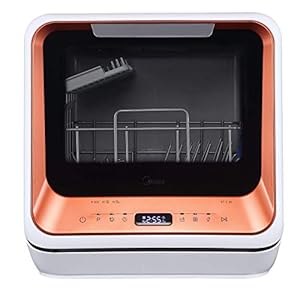 Midea ST 3.20N Mini-vaatwasser, tafelvaatwasser, vaatwasser voor 2 couverts, werkt met/zonder wateraansluiting, 6 reinigingsprogramma’s, starttijdvoorkeuze, vrijstaand, camping