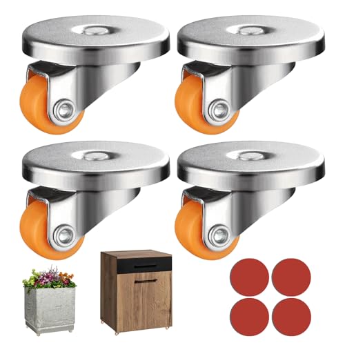 Ruedas para Muebles Giratorias 360°, Ruedas Pequeñas Autoadhesivas, 0.5 Pulgadas, Juego de 4, Silenciosas y Antideslizantes, Material PP, Ideales para Muebles Pequeños, Macetas y Armarios