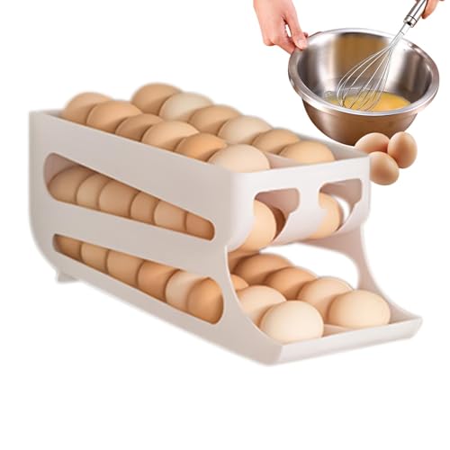 Dispensador automático de huevos con ruedas, Organizador automático de huevos para nevera con ruedas