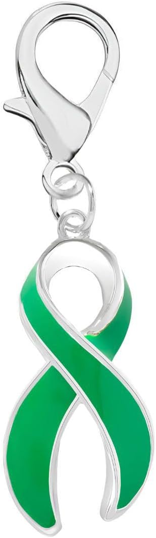 Beautiful Ribbon Hanging Charms for All Causes, Diseases, and Cancer - Ideal for Bracelets, Purses, Zipper Pulls on Jackets, Backpacks, Pet Collars - Perfect for Fundraising and Support Groups