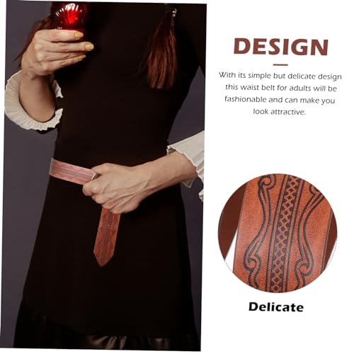 Vintage Medieval Embossed Waist Belt for Men Renaissance Knight Costume Accessory Long Adjustable Trouser Belt for Cosplay and Medieval Events2