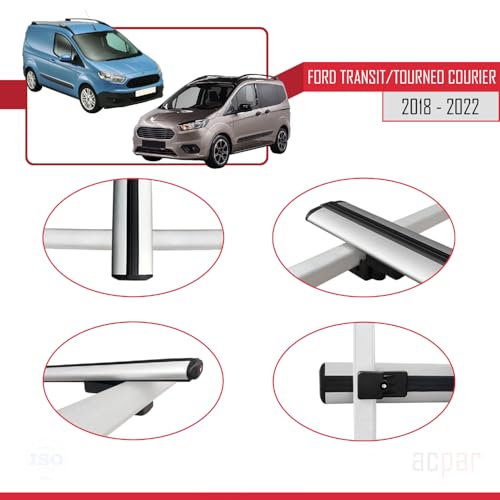 Barres de toit pour Ford Transit Courier 2018-2022 modèle basic gris aluminium