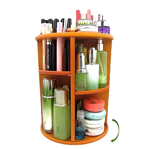 Yisen Schmink Aufbewahrung, Aus Holz 360 Grad Drehbarer Kosmetik Organizer mit Einstellbare Nagellack Lippenstift Pinsel Aufbewahrung, Praktisch für alle Make Up Zubehör