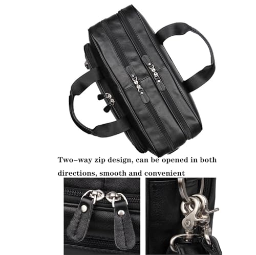 Multipocket suitcase Bag, leathers, large capacity, Waterproof Briefcase, Mens Work Bag, Versatile, Travel Messenger Crossbody Bag, for Office Business, 16.5in4