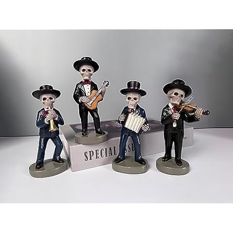 JORAE Mariachi Skeleton Band Decorative Figurines Cover