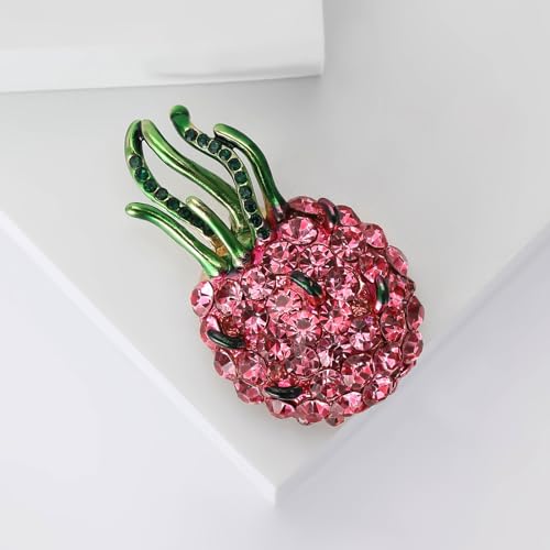 Image of Enamel Fruit Brooch for Women Rhinestones Fruit Lapel Pin Elegant Fruit Brooches Jewelry Gift, Perfect for Dresses Hat Bag