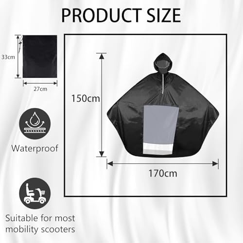 Cape De Pluie Pour Vélo Électrique - Imperméable Tissu Oxford - Double Chapeau (2 Personnes) - Avec Protection Rétroviseur