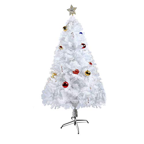 Luckyermore 5 Feet Artificial Christmas Tree White Small Fake Xmas Tree Realistic Pine Trees With Solid Metal Stand And Holiday Decorations,450 Tips #TOP3