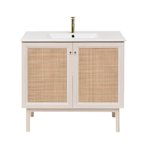 Image of Classe 36 inch Bathroom Vanity in White Oak Bath Sink Cabinet Sink Included
