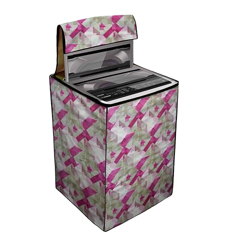 Image of Wings Star Washing Machine Cover Top Load 6 kg, 6.5 kg, 7kg & 7.5 kg - Waterproof & Dust-Proof Fully Automatic Washing Machine Cover (Pink), Polyester