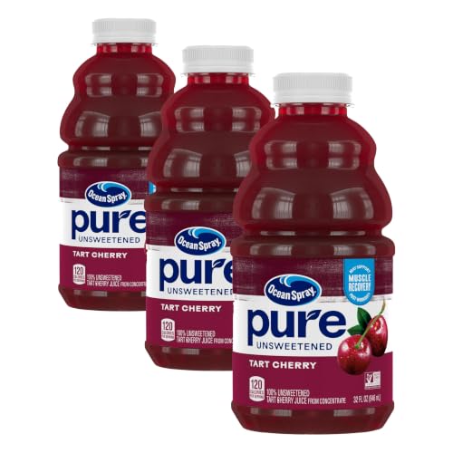 Ocean Spray® Pure Unsweetened Tart Cherry, 100% Tart Cherry Juice, 32 Fl Oz Bottle (Pack of 3)