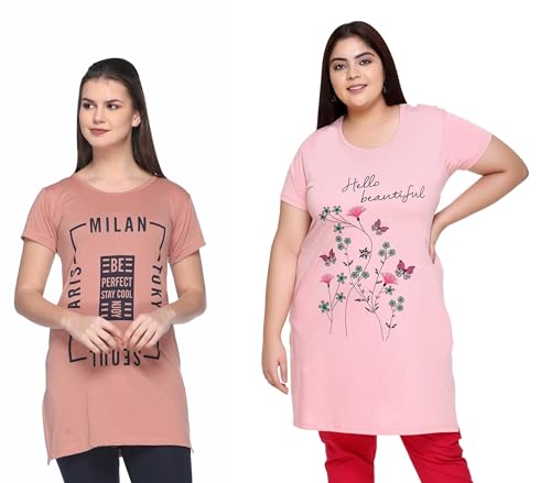 Image of In Love Women's Plus Size Cotton Printed T-Shirt with Pocket - Combo Pack of 2