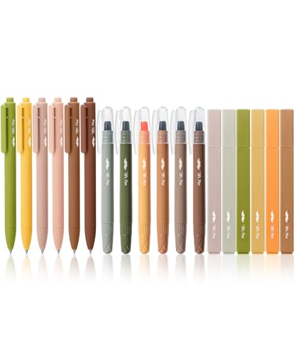 Mr. Pen Aesthetic Highlighters and Gel Pens, 18 Pack, Earth
